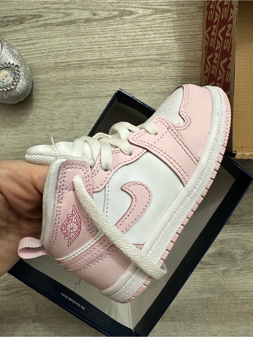 Nike Kids White and Light Pink Air Jordan 1 Mid Sneakers